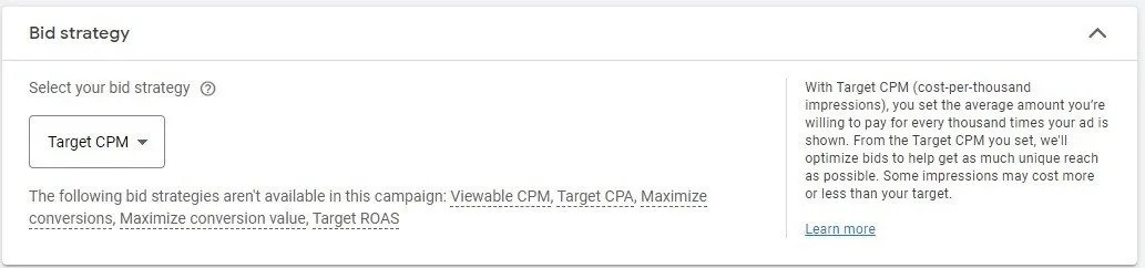 google ads target CPM