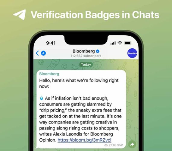 نمایش بج Verification در تلگرام پرمیوم